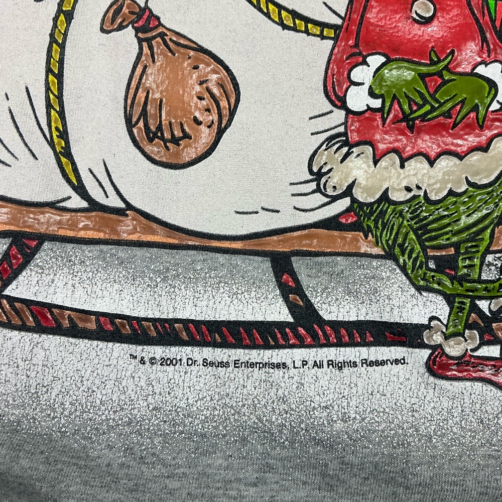 Vintage Dr. Seuss The Grinch Christmas 2001 gray double sided graphic T-shirt XL - Picture 5 of 6